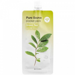 Missha Pure Source Pocket Pack тонизирующая и антиоксидантная ночная маска с зеленым чаем
