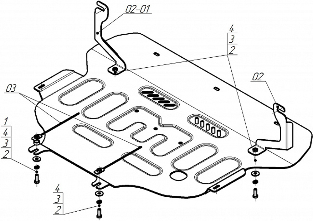 Защита картера двигателя, КПП. 4 мм, Алюминий для Geely Atlas 2024-н.в., Motodor.344201