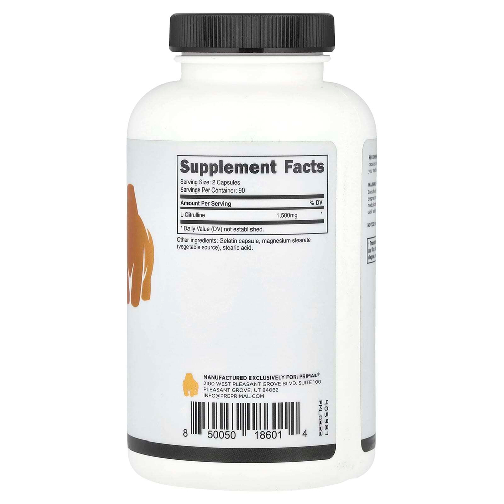 PrePrimal, L-цитруллин, 180 капсул (750 мг на капсулу)