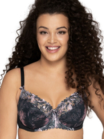 Бюстгальтер plus size на тонком поролоне с трехцветной вышивкой (Размер: 95F) (Цвет: черный)