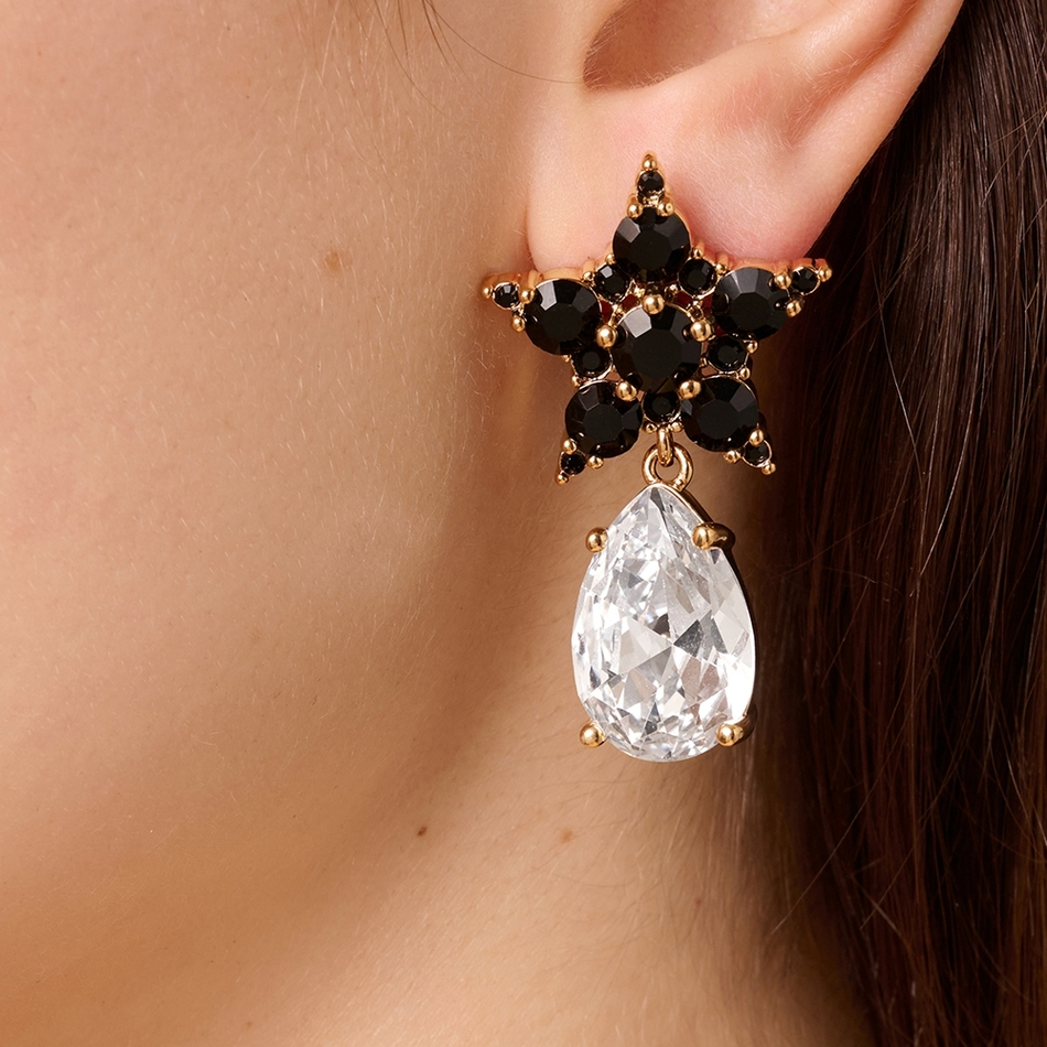 Серьги Dyrberg Kern HYDRA SG BLACK / CRYSTAL 450030