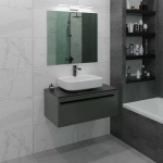 Тумба с раковиной LA FENICE Elba Grigio 80 серая/столешница черная
