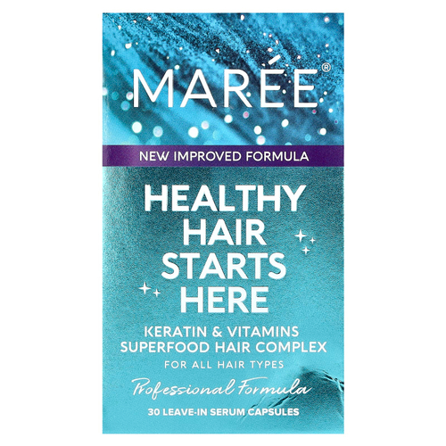 Maree, Масло для укладки волос, кертин и аргановое масло, витамины A, E, B5, для всех типов волос, с цветочным рисунком, 30 несмываемых сывороточных капсул
