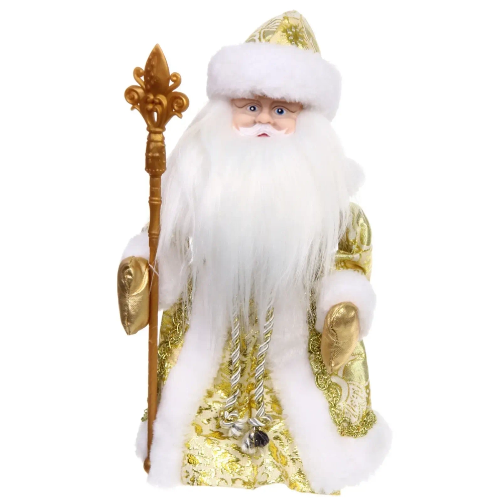 Дед Мороз «Роскошь» 30 см в золотой шубке
