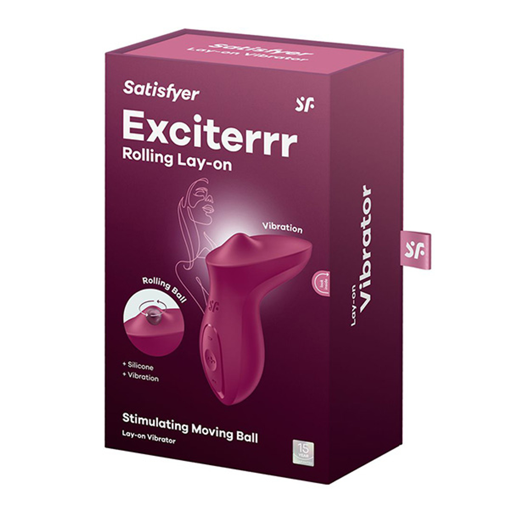 Бордовый стимулятор 12,5см для точки G с движущимся шариком Satisfyer Exciterrr Rolling Lay-on Stimulators Berry