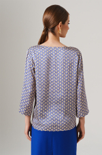 23137 Блузка женская (бежево-васильковый принт)