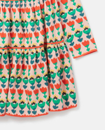 Платье STELLA McCARTNEY Бежево-розовый/Принт: разноцветные цветы/Оранжевая отделка (Девочка)