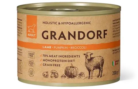 Grandorf Dog консервы для собак паштет из ягненка с тыквой и брокколи 200г