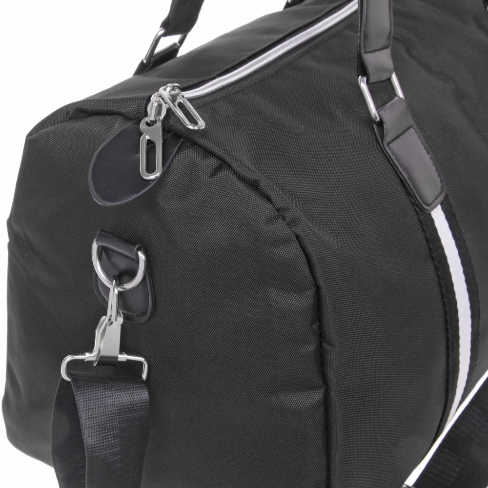 Сумка спортивная «Sports style», на молнии, с белой полосой, цвет черный, 40*22*26 см