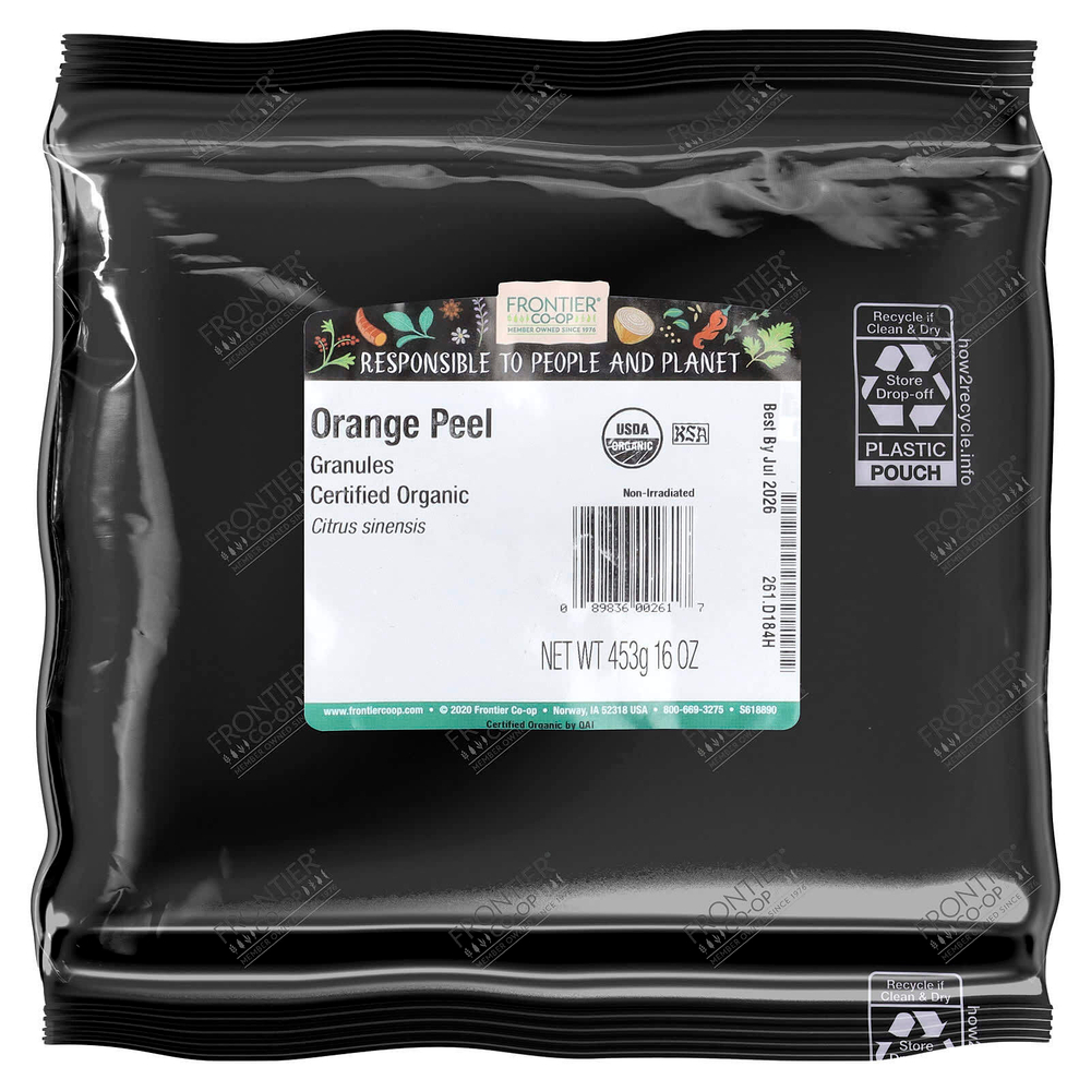 Frontier Co-op, Органическая апельсиновая цедра, гранулы, 453 г (16 унций)
