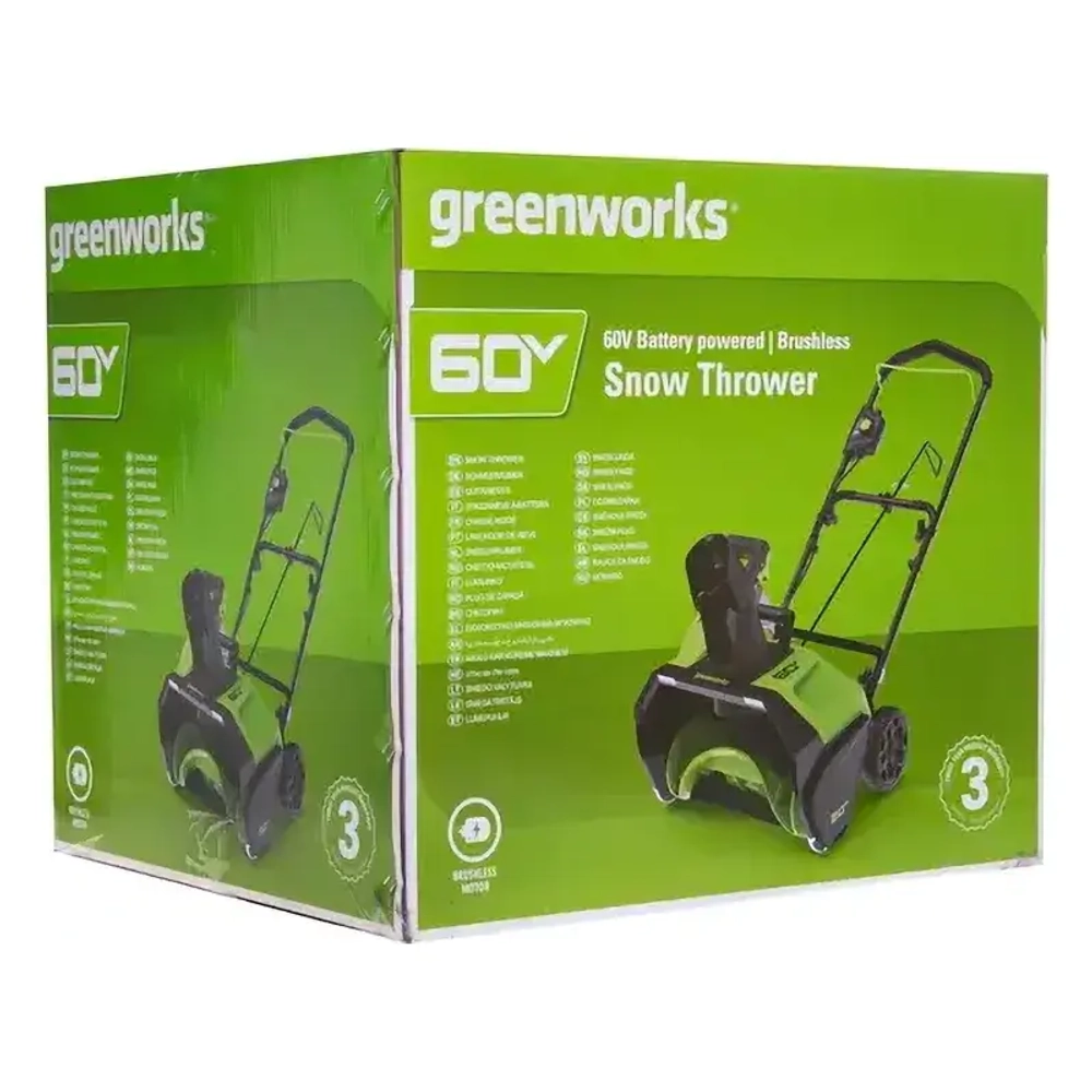 Greenworks GD60PST 60V 60В аккумуляторный снегоуборщик (без АКБ и ЗУ) ковш 51 см, выброс 6 м 2602907