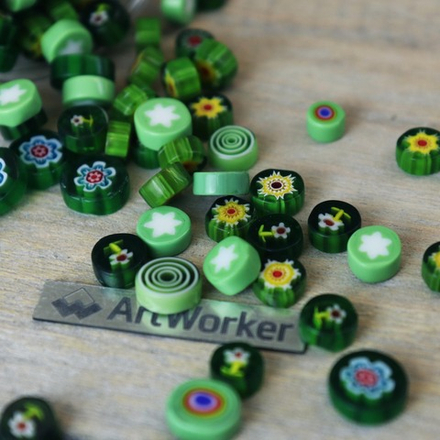 Миллефиори зеленый микс, 100 гр