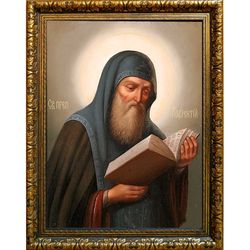 Лаврентий Печерский, преподобный затворник. Икона на холсте.