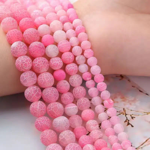 Африканский Агат бусины 4/6/8/10 мм, на нитке 38 см, цвет: Розовый