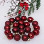 Новогодние шары 4 см (набор 24 шт) «Микс фактур», темный рубин