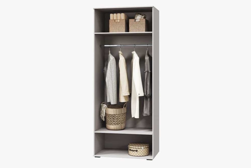 Шкаф для одежды распашной с полками и штангой 3 створки Белый 135х58х221 см