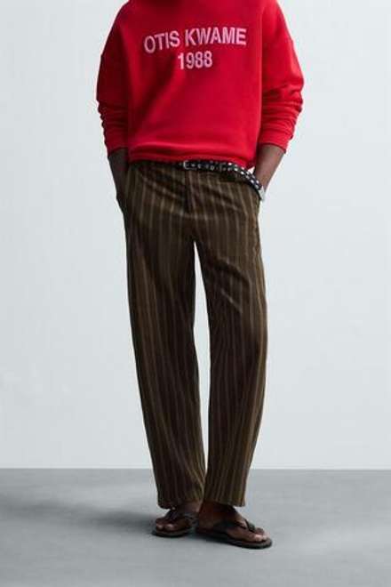 ZARA БРЮКИ BALLOON FIT В ПОЛОСКУ © OTIS KWAME KYE QUAICOE, ЧЕРЕПИЧНЫЙ