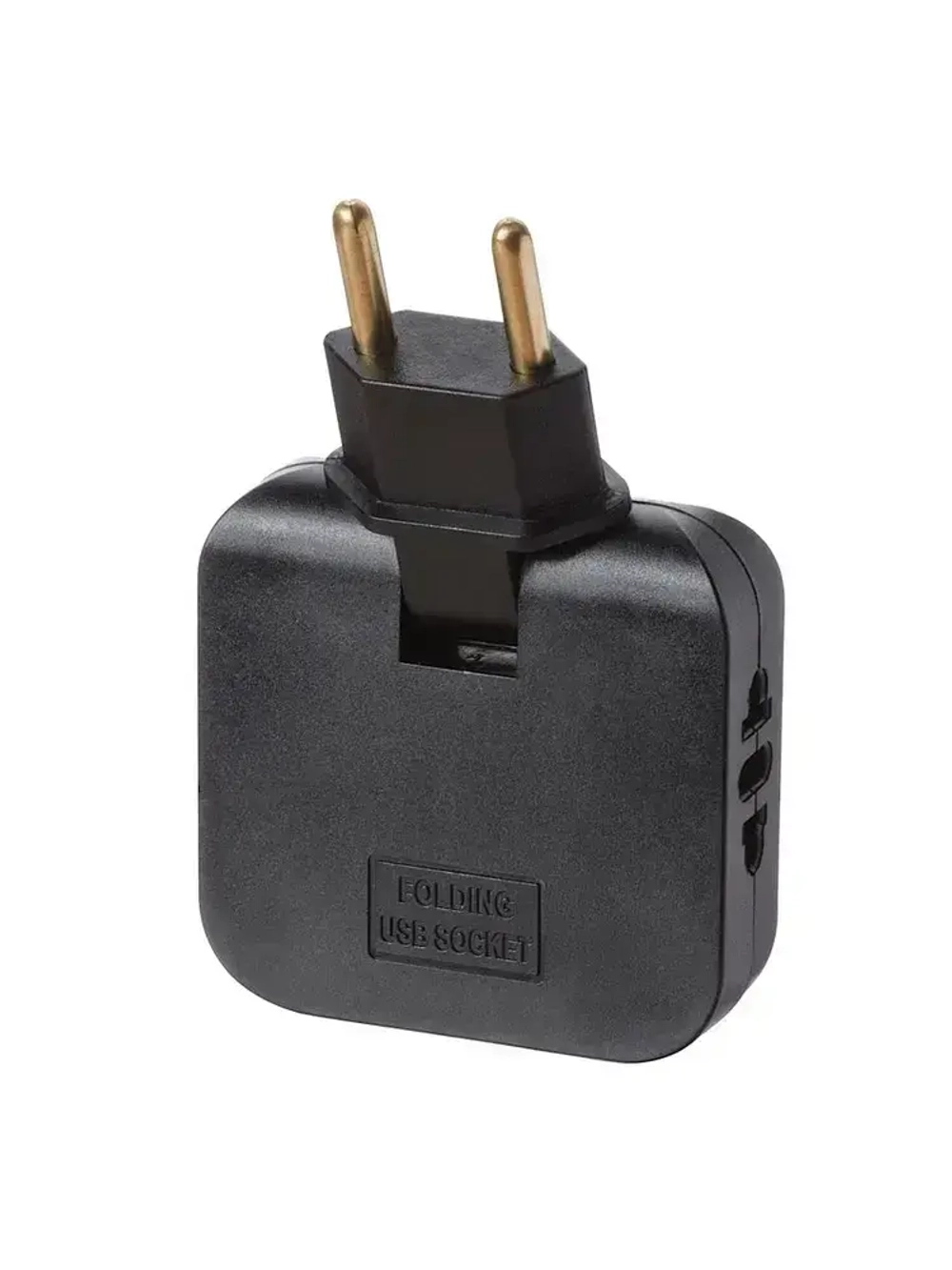 Тройник для розетки с USB 2.0 плоский поворотный, USB разветвитель электрический, черный