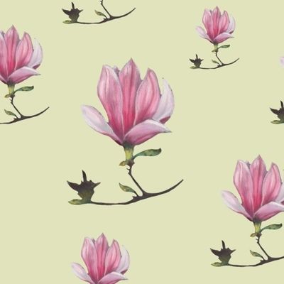 Магнолии на желтом фоне