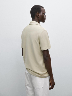 Massimo Dutti Футболка-поло с коротким рукавом, песочный