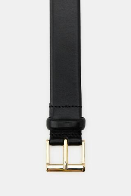ZARA КОЖАНЫЙ РЕМЕНЬ С КВАДРАТНОЙ ПРЯЖКОЙ, ЧЕРНЫЙ