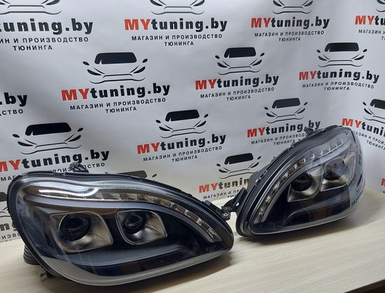 Передние фары daylight black для Mercedes S W220