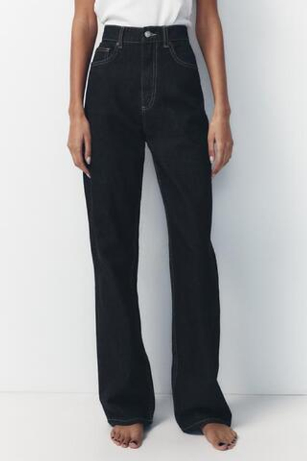 ZARA ДЖИНСЫ TRF WIDE LEG FULL LENGTH С ВЫСОКОЙ ПОСАДКОЙ, НАСЫЩЕННЫЙ СИНИЙ