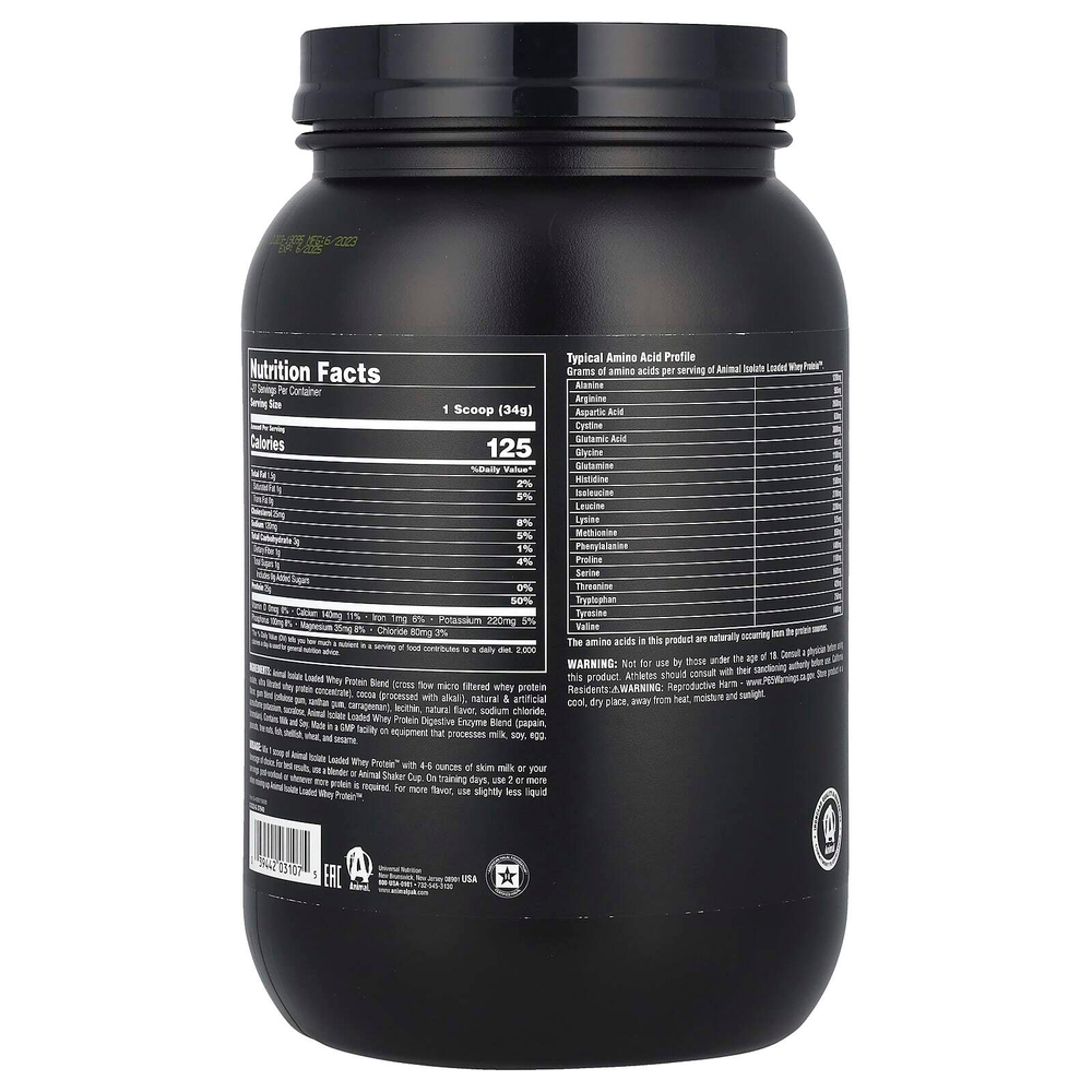 Animal, Изолированный порошок из сывороточного протеина, шоколад, 907 г (2 фунта)