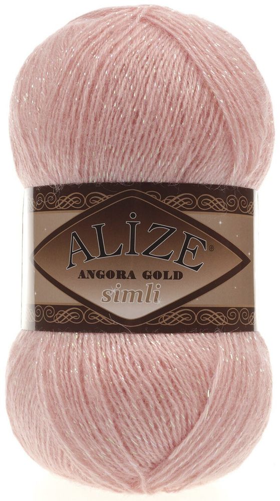 ALIZE &quot;Angora Gold Simli&quot;, 10% мохер, 10% шерсть, 5% металлик - 75% Акрил, 100 гр, 550 м, 363 светло-розовый