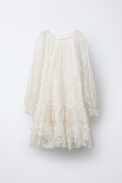 ZARA КРУЖЕВНОЕ ПЛАТЬЕ, ЭКРЮ