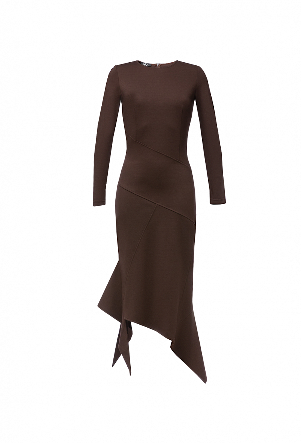 Облегающее платье из плотного трикотажа коричневое 06-02-23 FW