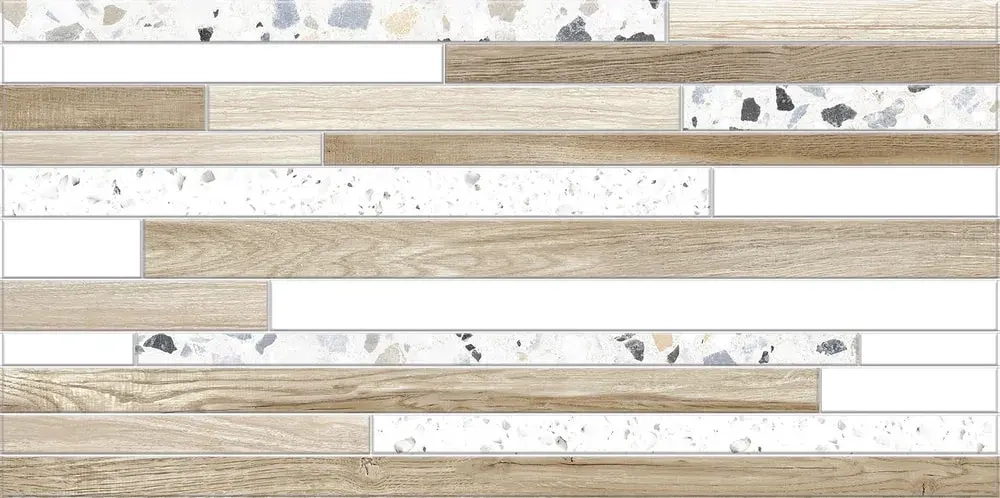 Настенная плитка ALMA Ceramica TWU09BLB024 Bilbao 50x24.9 микс глянцевая рельефная под полосы