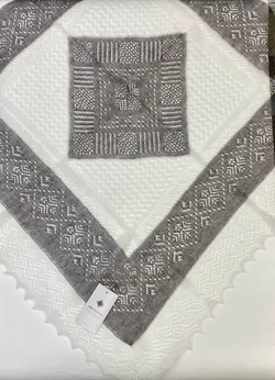 Оренбургский пуховый платок-паутинка АИ100-01/03 белый/серый