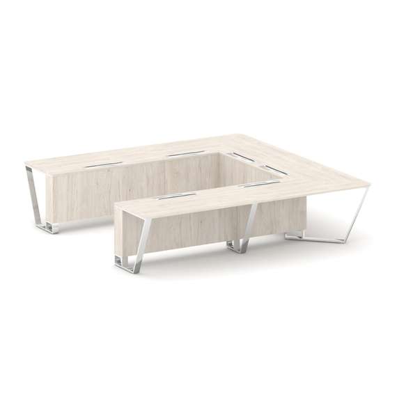 Steel Meet Стол переговорный П-образный MDK-PR.B.SP-11P Денвер Светлый/Нержавеющая Сталь/Хром 3200*3