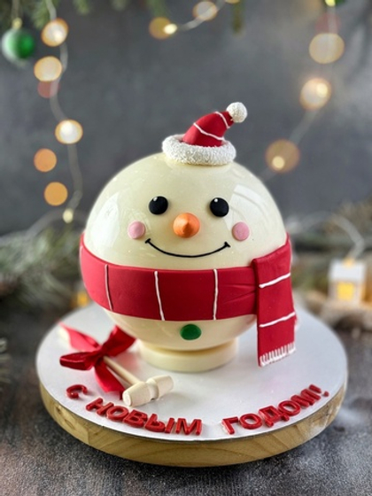 Торт шар бомба "Снеговик" НОВЫЙ ГОД 2026