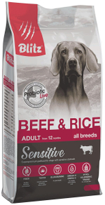 Blitz 1.8кг Sensitive Beef & Rice для собак с чувствительным пищеварением, говядина и рис