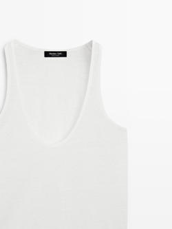 Massimo Dutti Топ на бретелях из 100% льна, белый