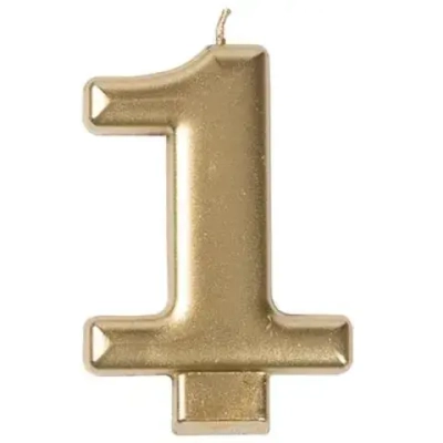 Свеча -цифра 1 Золотая 8см