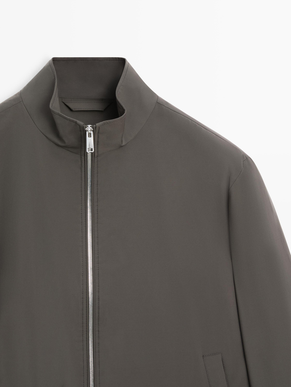 Massimo Dutti Куртка из эластичной ткани с двойной молнией, зеленый