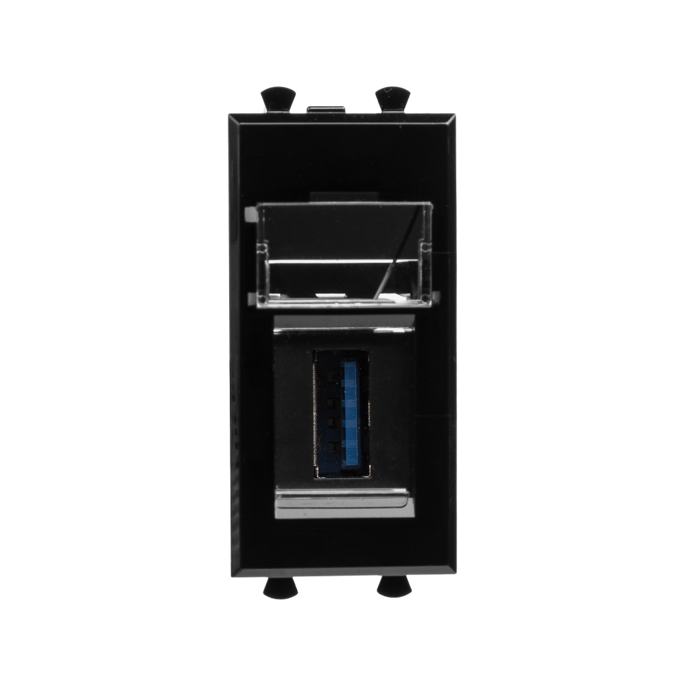 USB 3.0 розетка модульная, тип А-А, "Avanti", "Черный квадрат", 1 модуль