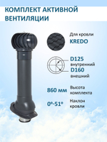 Турбодефлектор TD160, вент. выход утепленный высотой Н-700, для металлочерепицы Kredo