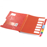 Тетрадь 200л., А4, клетка, Alingar "Завитки", цветная спираль, пластиковая обложка с информ. окном, цветные пластиковые разделители, ассорти 4 цвета