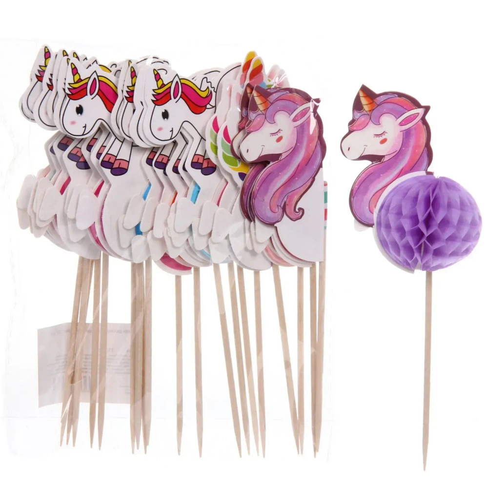 Шпажки для канапе 10 см «Единорог» 20 шт, микс