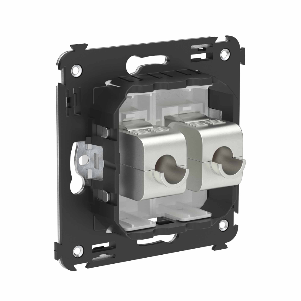 Компьютерная розетка RJ-45 без шторки в стену, кат.6А двойная экранированная, "Avanti", "Белое облако"