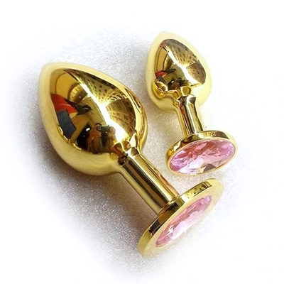 Анальная втулка с кристаллом Small Gold светло-розовый 7 см