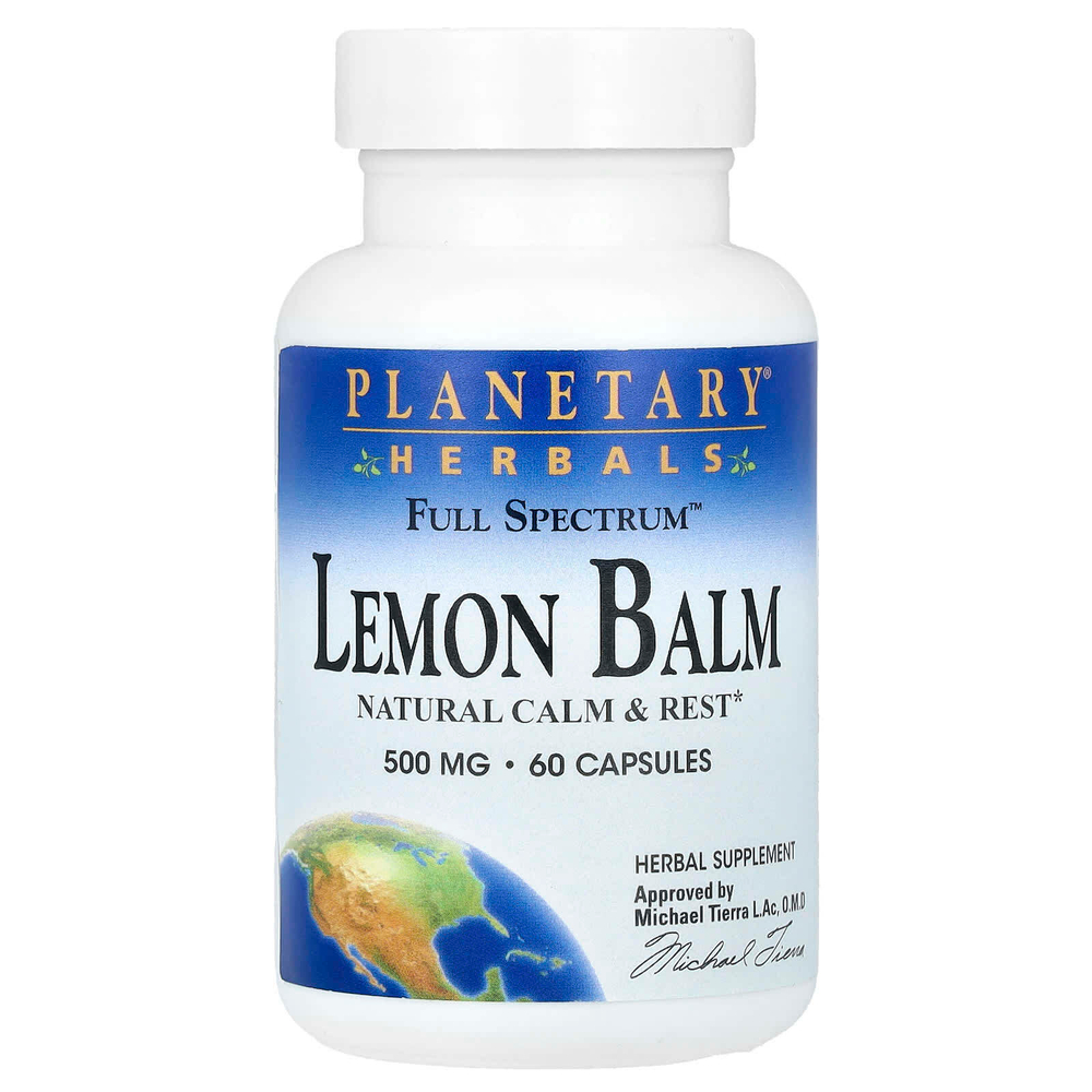 Planetary Herbals, Лимонная мелисса Full Spectrum ™, 1000 мг, 60 капсул (500 мг на капсулу)