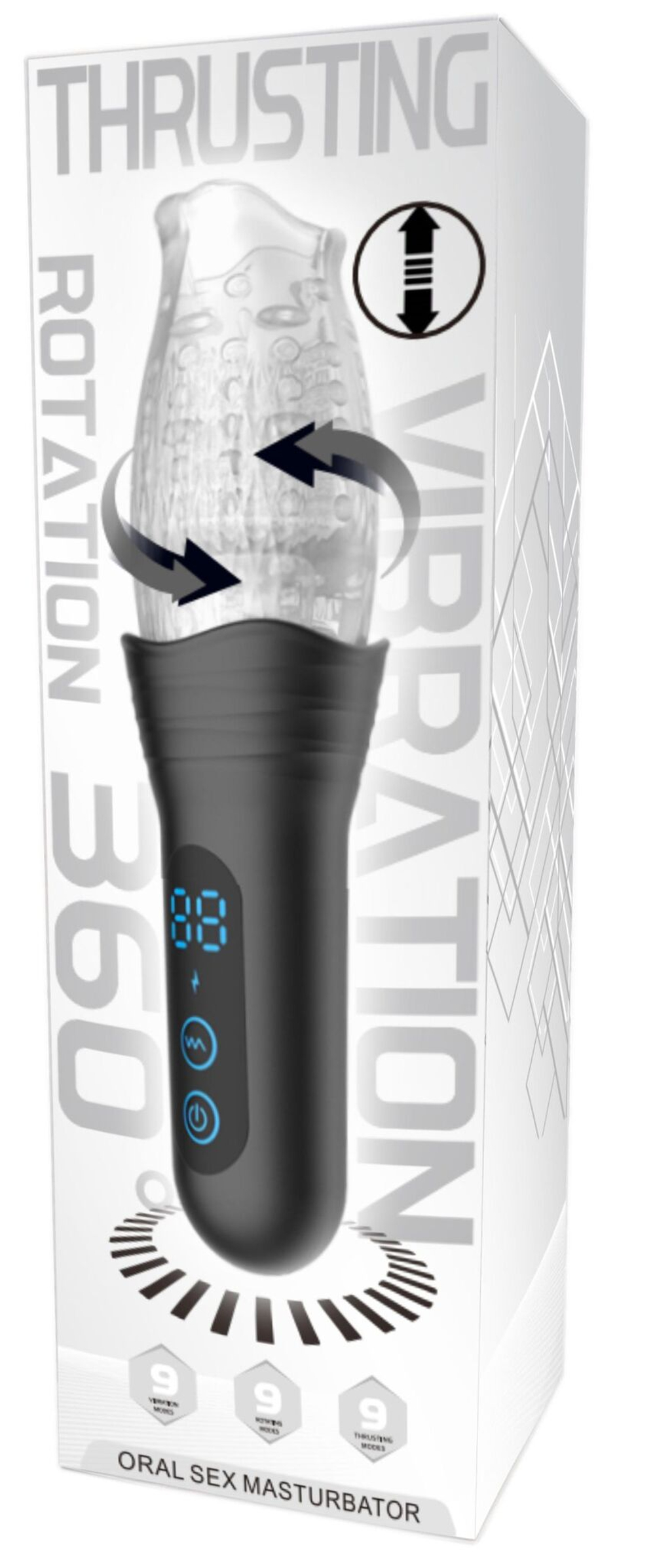 Автоматический мастурбатор Oral Sex Masturbator с функциями ротации, вибрации и фрикций (Цвет: прозрачный)