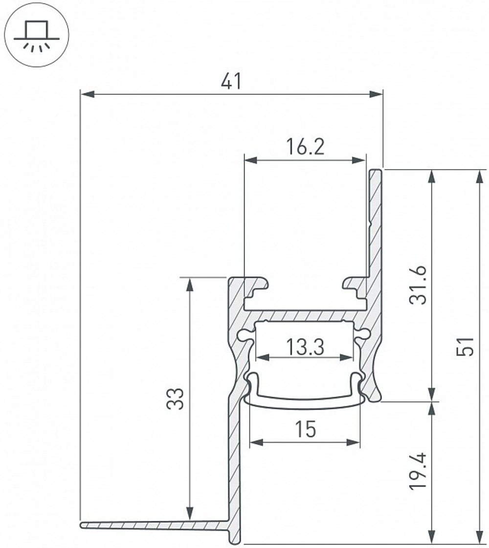 Профиль для контурной подсветки ГКЛ потолка Arlight ARH-CEIL 45554