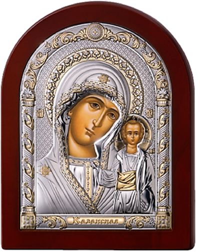 Серебряная икона Богоматерь Казанская (прозрачный лак, повышенное качество!)