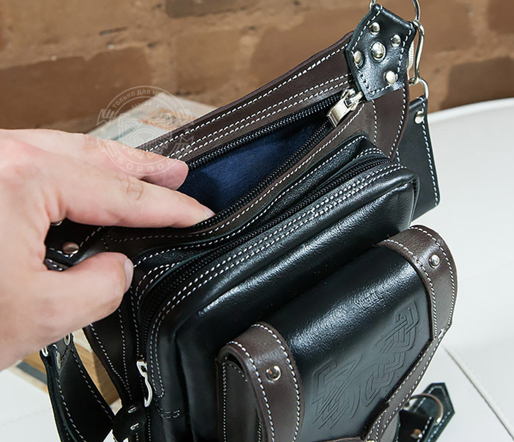 BAG373-5 Крутая мужская набедренная сумка (мото сумка) ручной работы из кожи